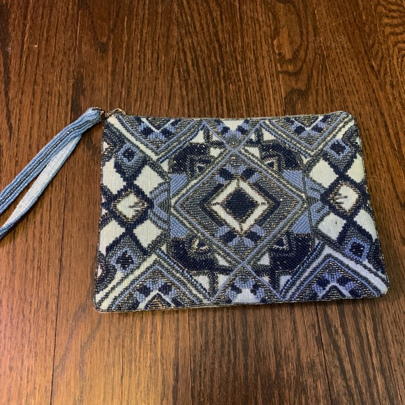 Very good condition Mary Frances Blue Sequin Clutch Wristlet - Picture 2 of 6